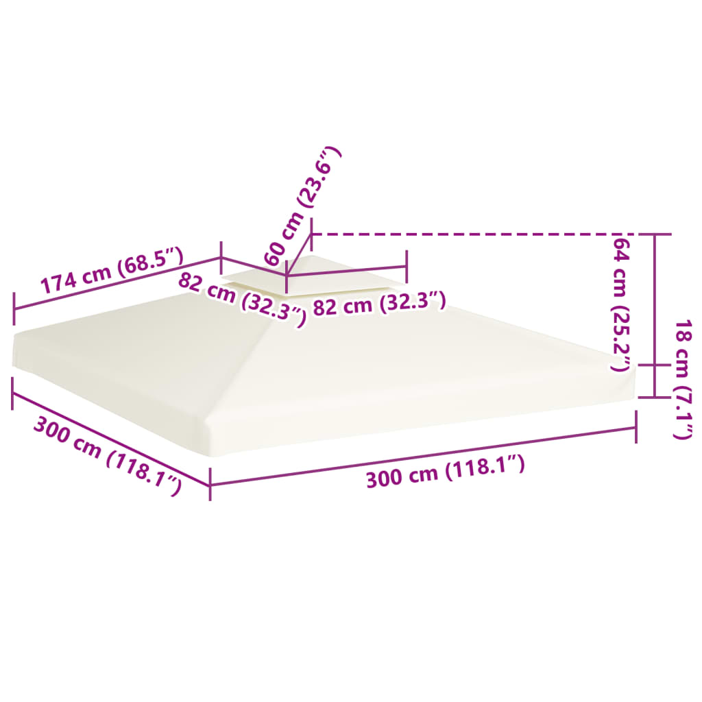 8718475869962_g_en_hd_5 vidaXL Waterproof Gazebo Cover Canopy 310 g / m² Cream White 3 x 3 m - Image 6