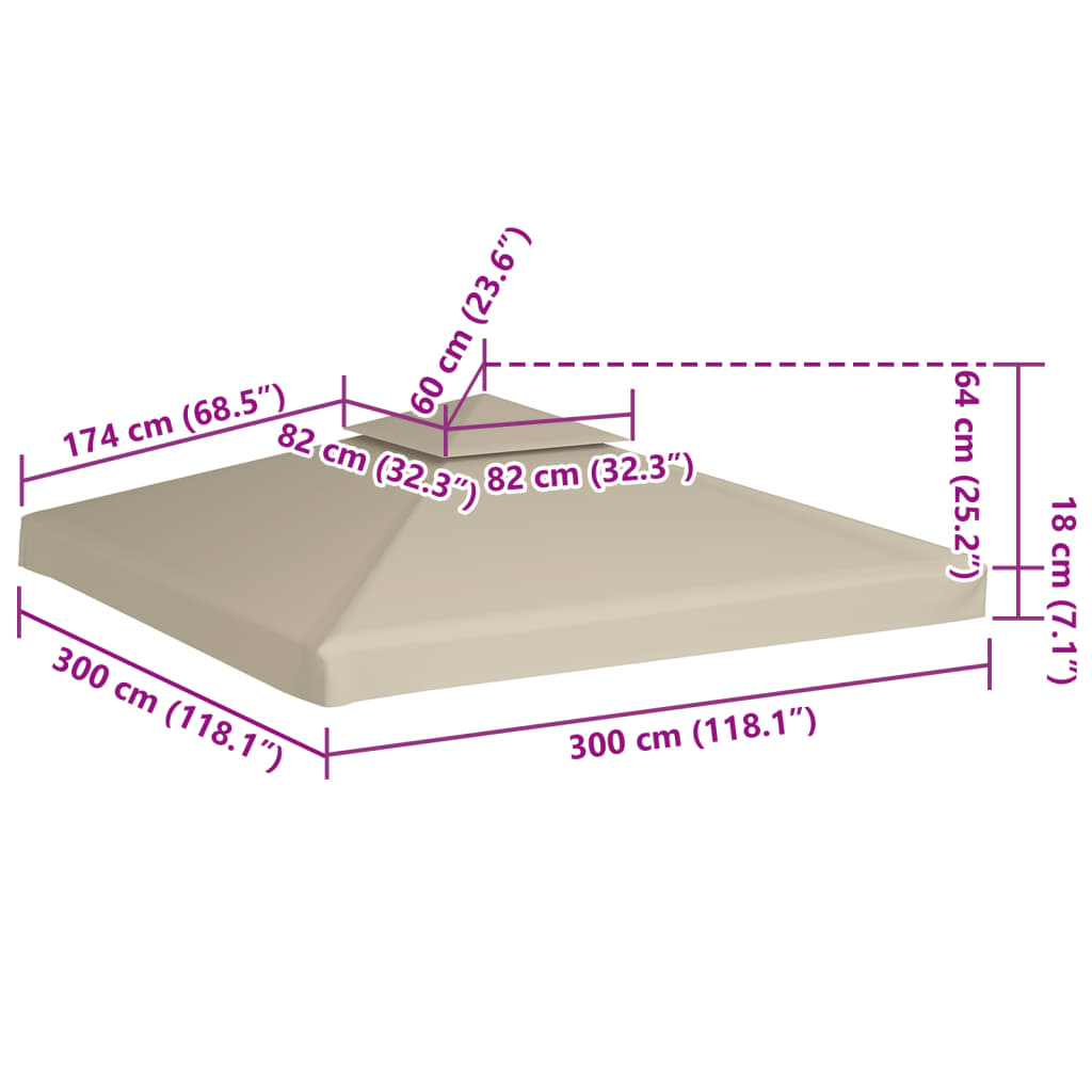 8718475869979_g_en_hd_5 Water-proof Gazebo Cover Canopy Replacement 310 g / m² Beige 3 x 3 m - Image 6