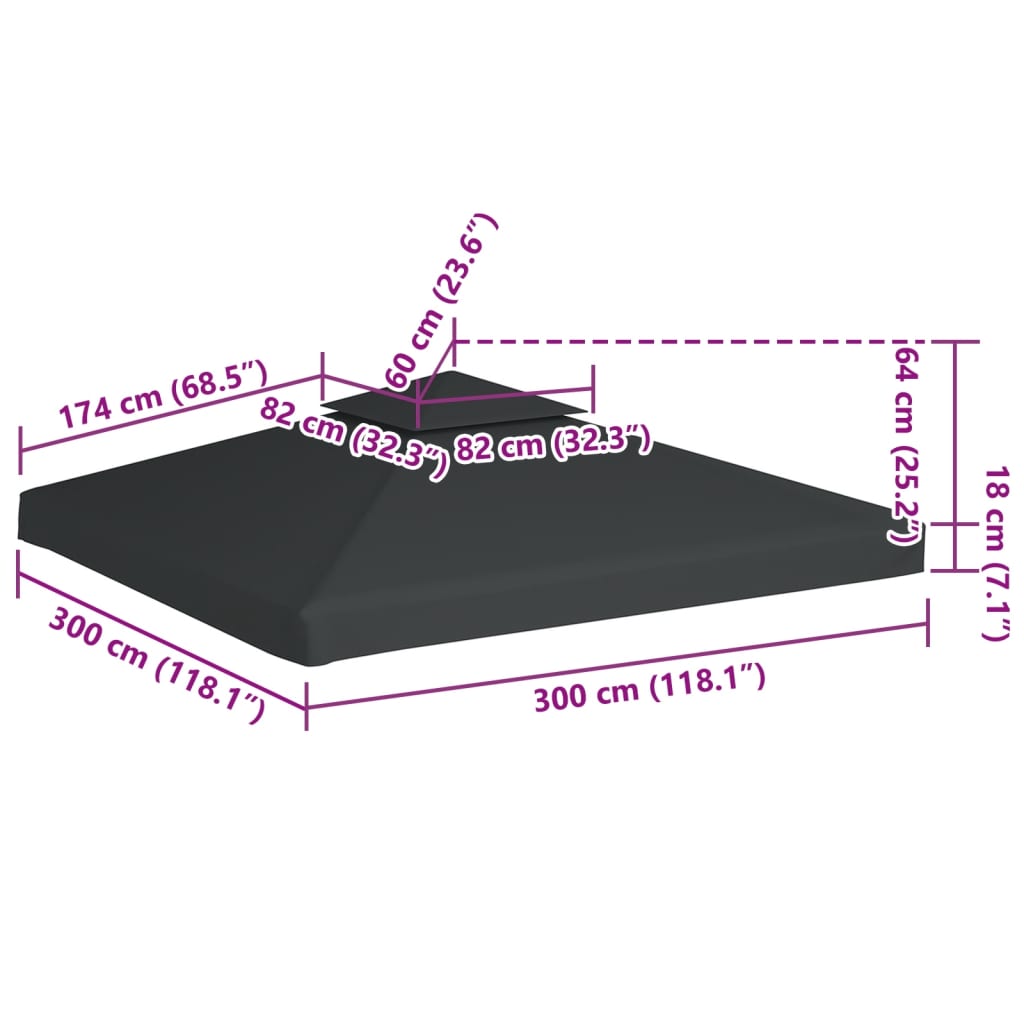 8718475870005_g_en_hd_5 Water-proof Gazebo Cover Canopy 310 g / m² Dark Grey 3 x 3 m - Image 6