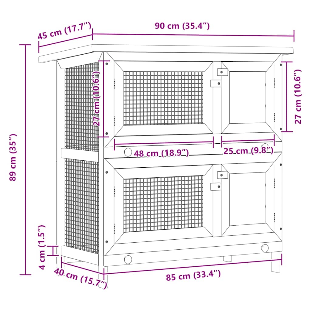 8718475871873_g_en_hd_5 Outdoor Rabbit Hutch Small Animal House Pet Cage 4 Doors Wood - Image 7