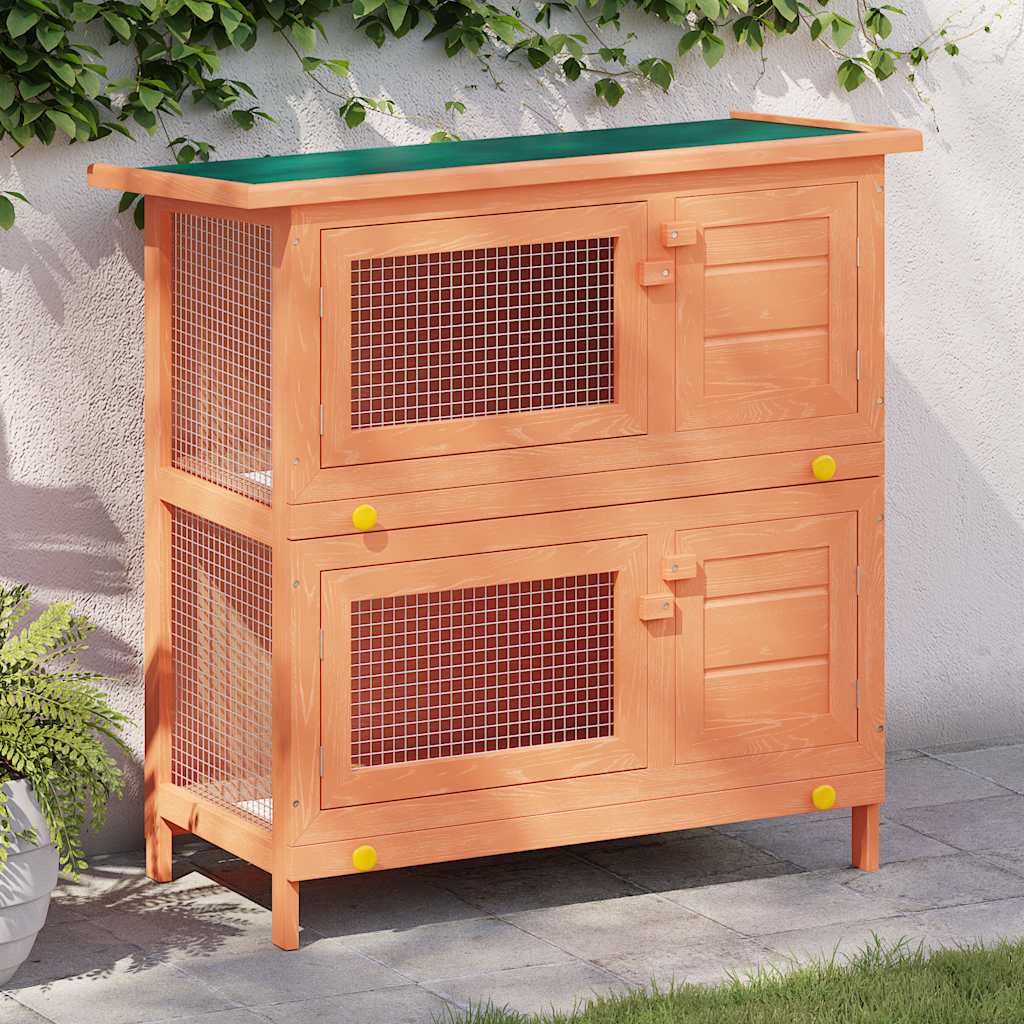 8718475871873_m_en_hd_1 Outdoor Rabbit Hutch Small Animal House Pet Cage 4 Doors Wood - Image 1