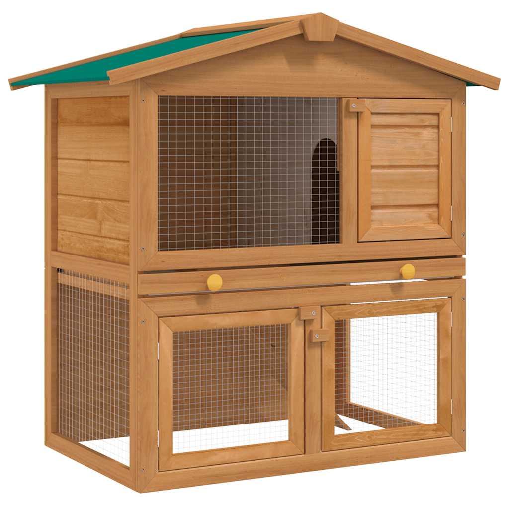 8718475871880_a_en_hd_1 Outdoor Rabbit Hutch Small Animal House Pet Cage 3 Doors Wood - Image 1