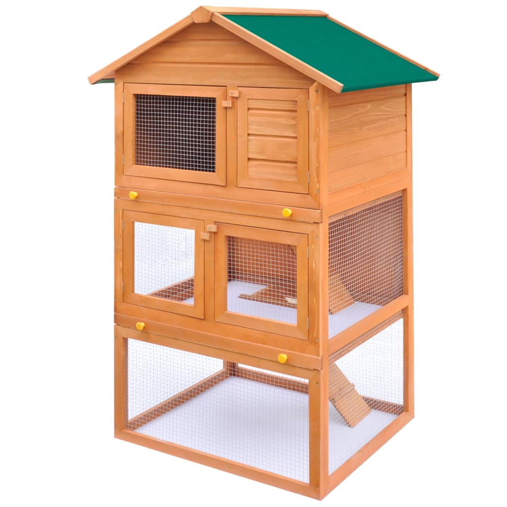 8718475871897_a_en_hd_1 Outdoor Rabbit Hutch Small Animal House Pet Cage 3 Layers Wood - Image 1