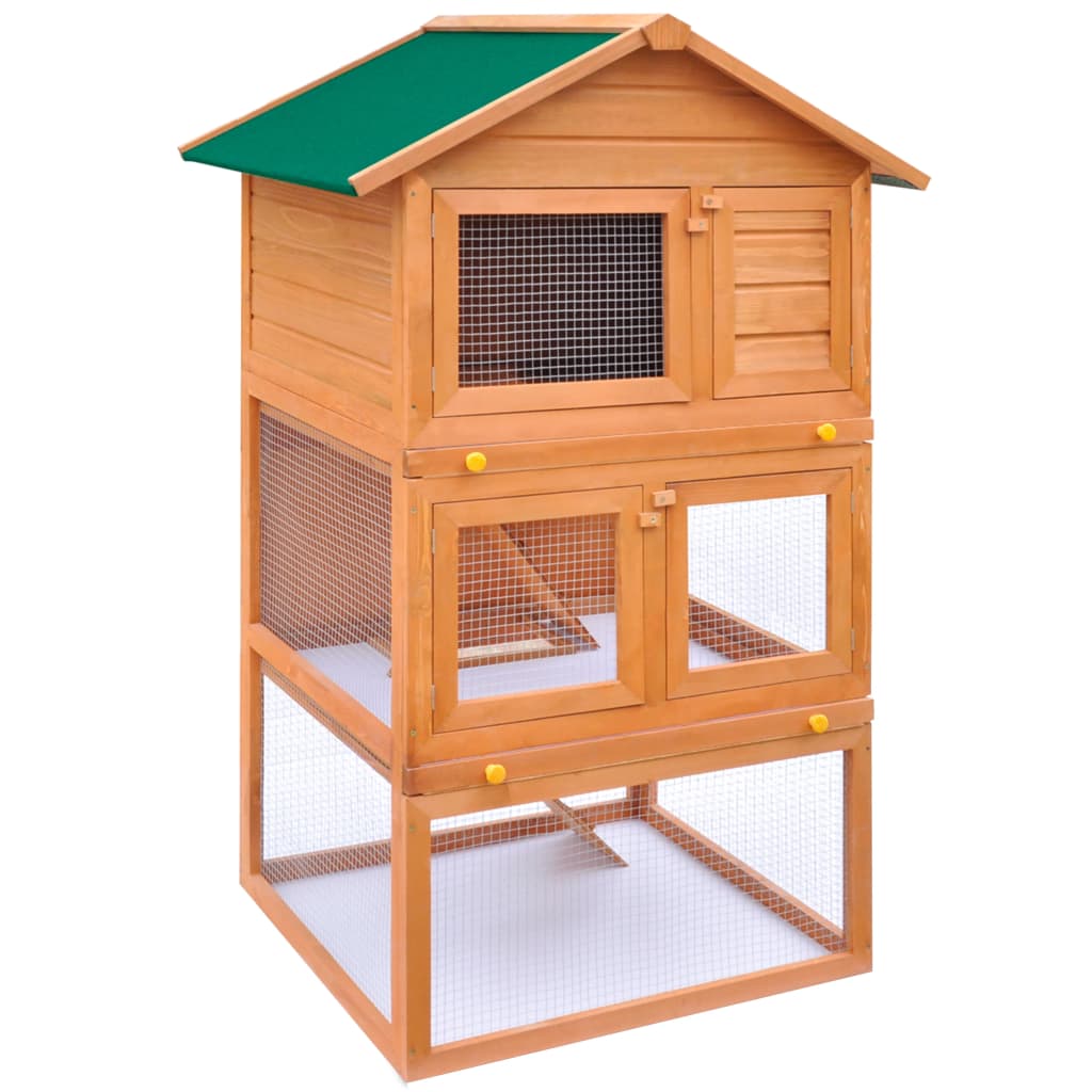 8718475871897_g_en_hd_1 Outdoor Rabbit Hutch Small Animal House Pet Cage 3 Layers Wood - Image 2