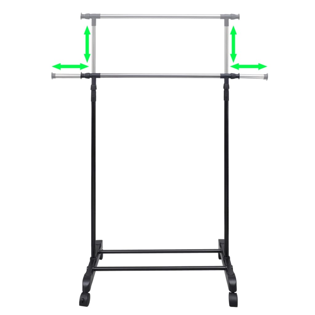 8718475873037_g_en_hd_6 vidaXL Adjustable Clothes Rack 4 Castors 1 Hanging Rail - Image 7