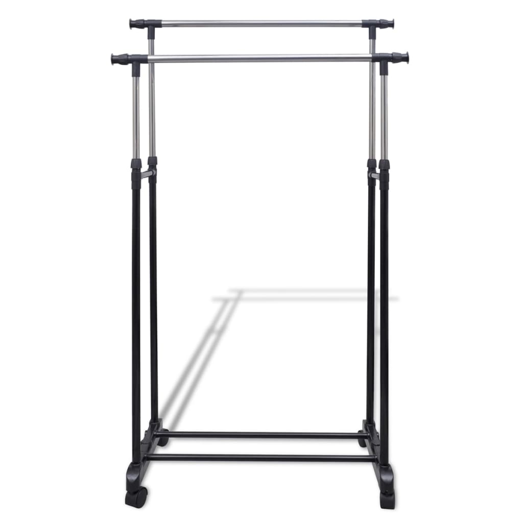 8718475873044_g_en_hd_1 vidaXL Adjustable Clothes Rack 4 Castors 2 Hanging Rails - Image 2