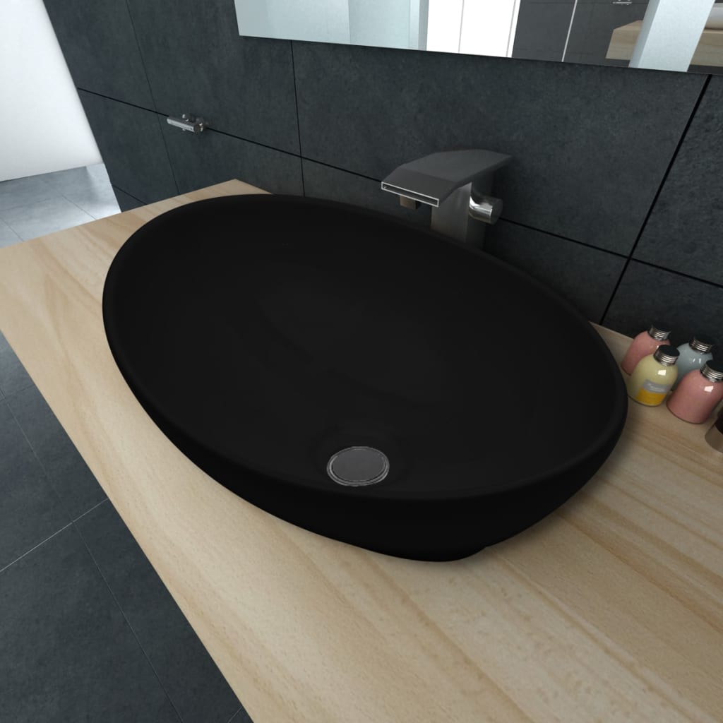8718475873051_m_en_hd_1 vidaXL Luxury Ceramic Basin Oval-shaped Sink Black 40 x 33 cm - Image 1