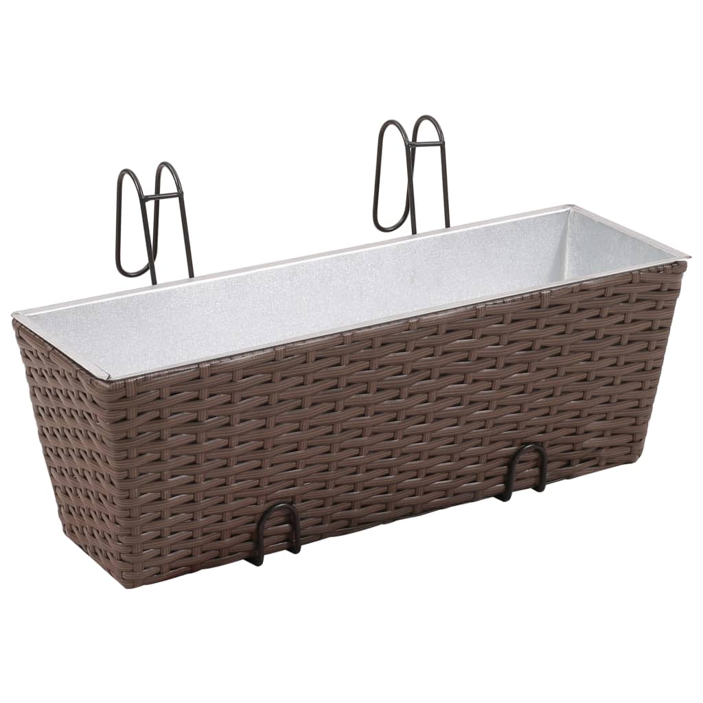 8718475873877_g_en_hd_1 vidaXL Balcony Trapezoid Rattan Planter Set 50 cm 2 pcs Brown - Image 2