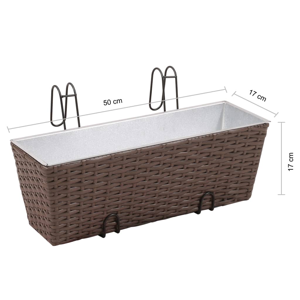 8718475873877_g_en_hd_7 vidaXL Balcony Trapezoid Rattan Planter Set 50 cm 2 pcs Brown - Image 8
