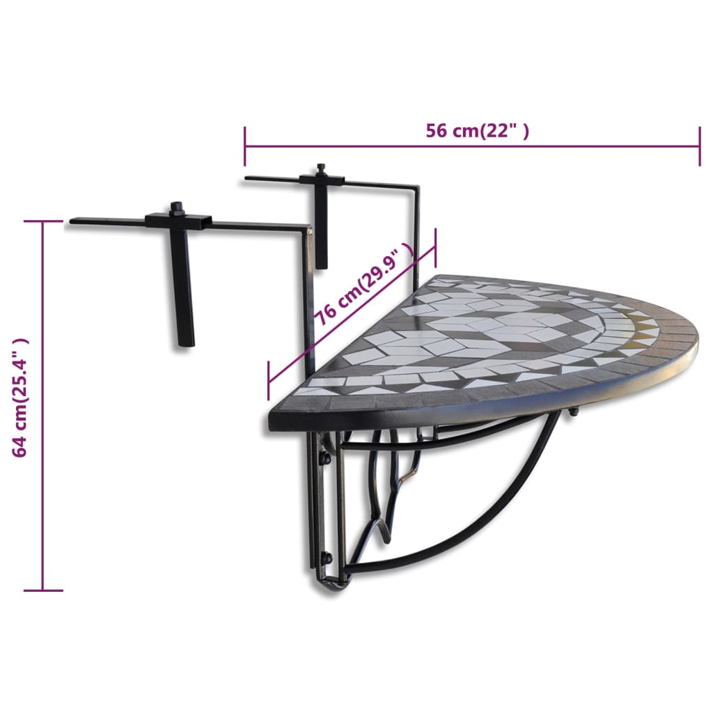 8718475874508_g_en_hd_4 vidaXL Hanging Balcony Table Black and White Mosaic - Image 6