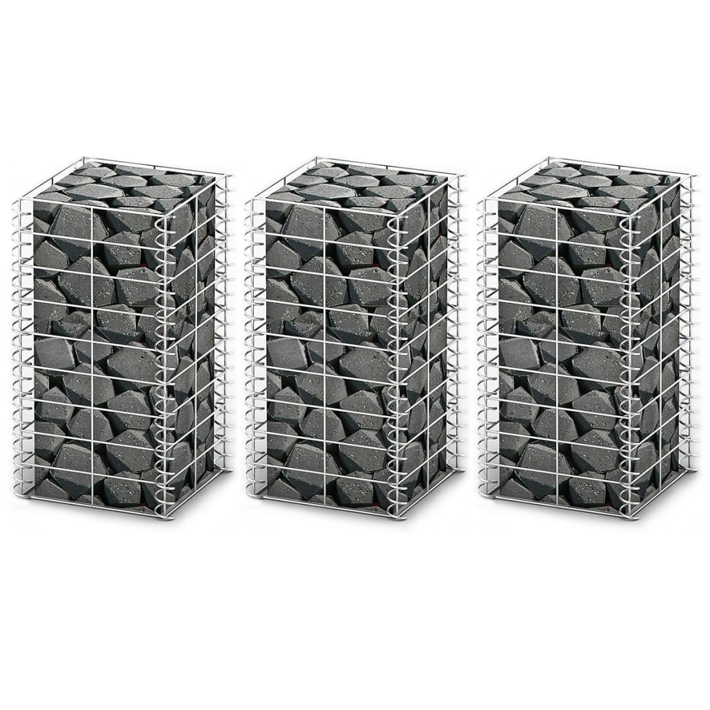8718475875581_a_en_hd_1 vidaXL Gabion Set 3 pcs Galvanised Wire 25x25x50 cm - Image 1