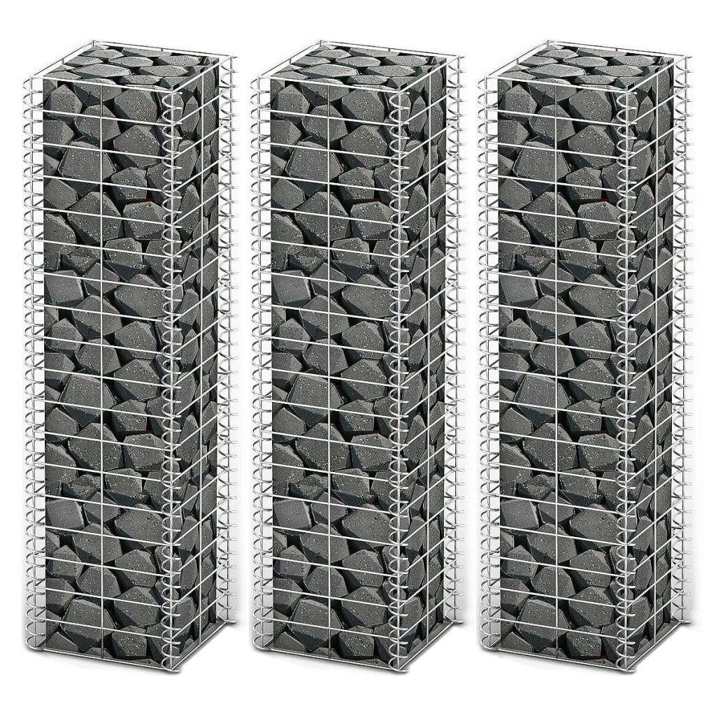 8718475875598_a_en_hd_1 vidaXL Gabion Set 3 pcs Galvanised Wire 25x25x100 cm - Image 1