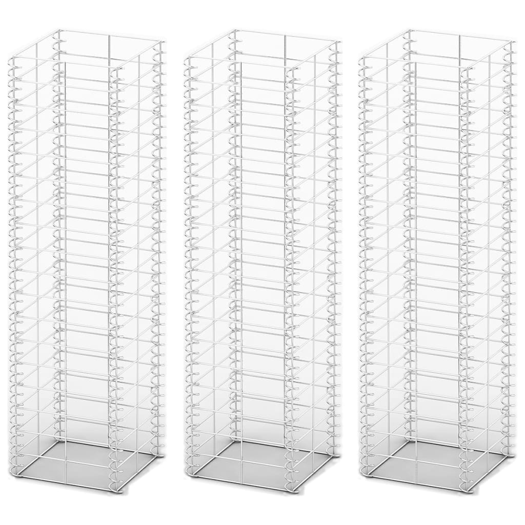 8718475875598_g_en_hd_1 vidaXL Gabion Set 3 pcs Galvanised Wire 25x25x100 cm - Image 2