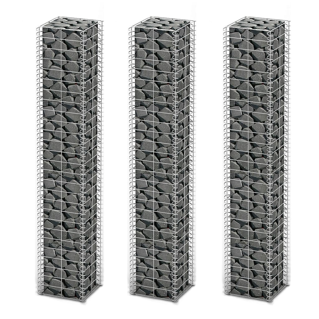 8718475875604_a_en_hd_1 vidaXL Gabion Set 3 pcs Galvanised Wire 25 x 25 x 150 cm - Image 1