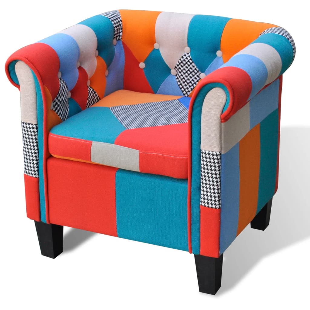 8718475876694_a_en_hd_1 vidaXL Armchair with Patchwork Design Fabric - Image 1