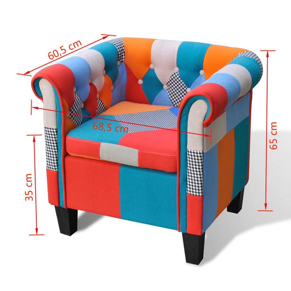 8718475876694_g_en_hd_4 vidaXL Armchair with Patchwork Design Fabric - Image 5