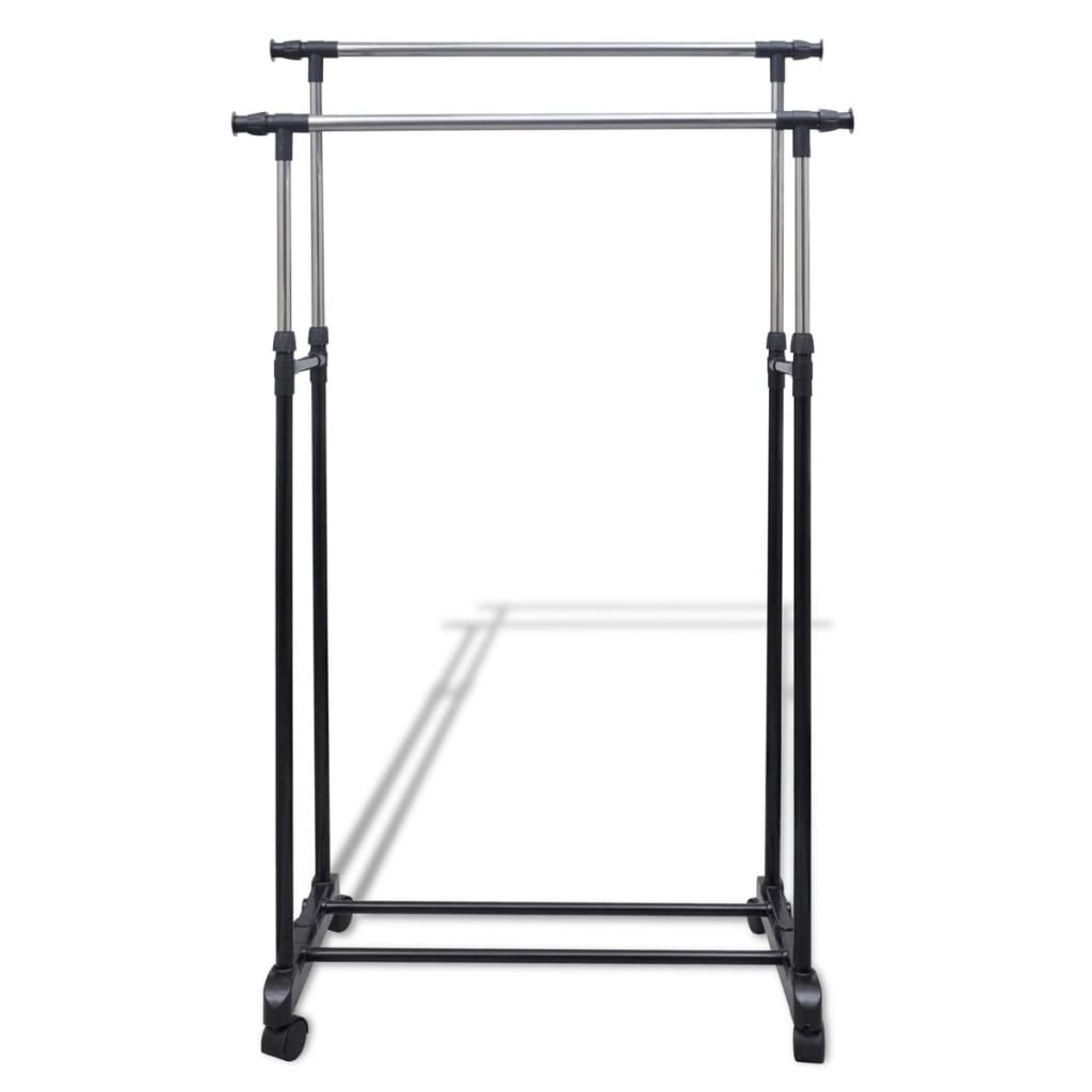 8718475878711_g_en_hd_1 vidaXL Adjustable Clothes Rack with 2 Hanging Rails 2 pcs - Image 2