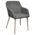 vidaXL Dining Chairs 2 pcs Light Grey Fabric and Solid Oak Wood - Image 2