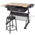 vidaXL Two Drawers Tiltable Tabletop Drawing Table with Stool - Image 3