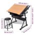 vidaXL Two Drawers Tiltable Tabletop Drawing Table with Stool - Image 8