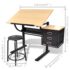 vidaXL Three Drawers Drawing Table with Stool - Image 6