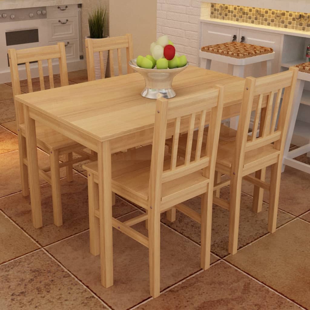 8718475885344_m_en_hd_1 Wooden Dining Table with 4 Chairs Natural - Image 1