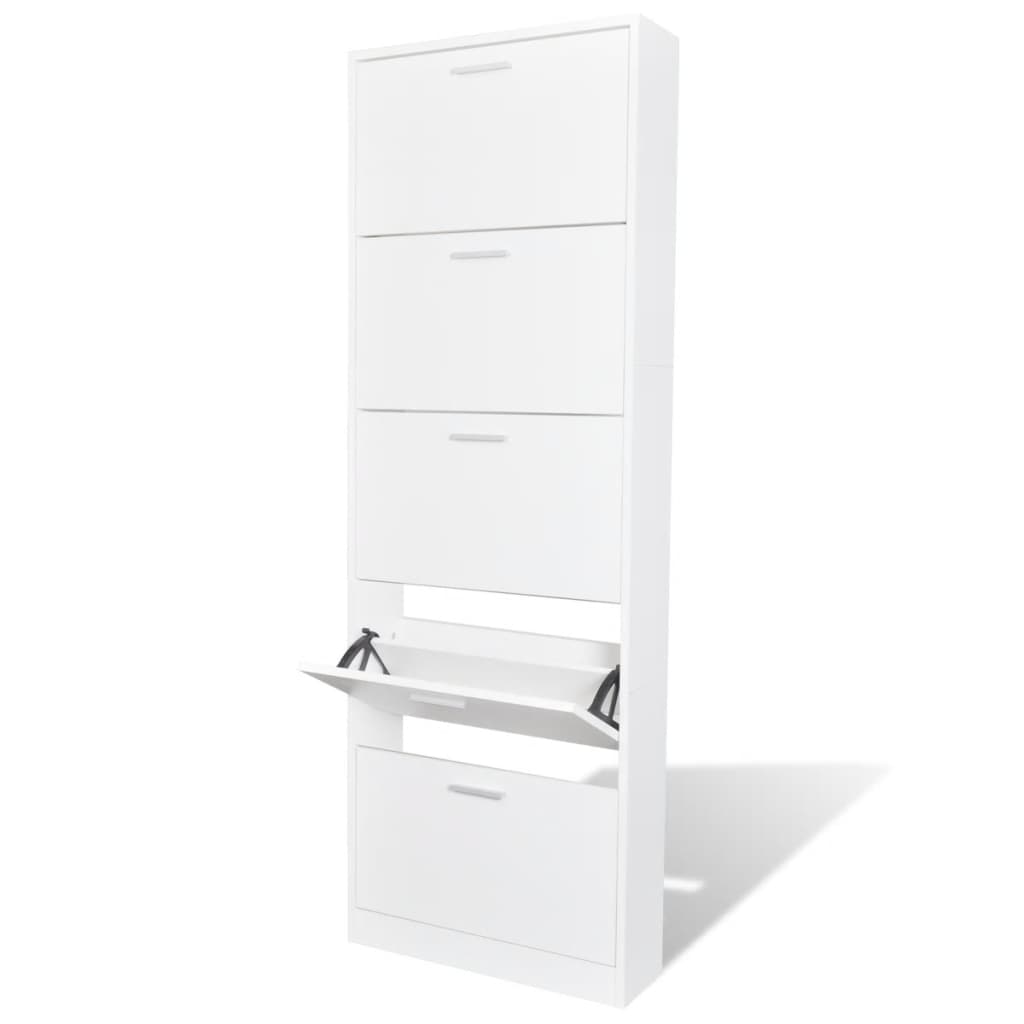 8718475885559_a_en_hd_1 White Wooden Shoe Cabinet with 5 Compartments - Image 1