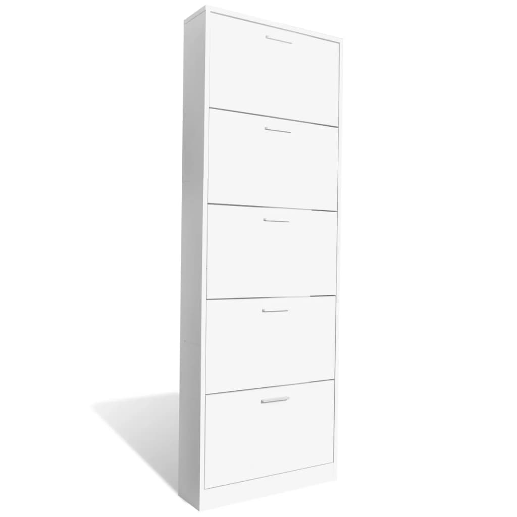 8718475885559_g_en_hd_1 White Wooden Shoe Cabinet with 5 Compartments - Image 2