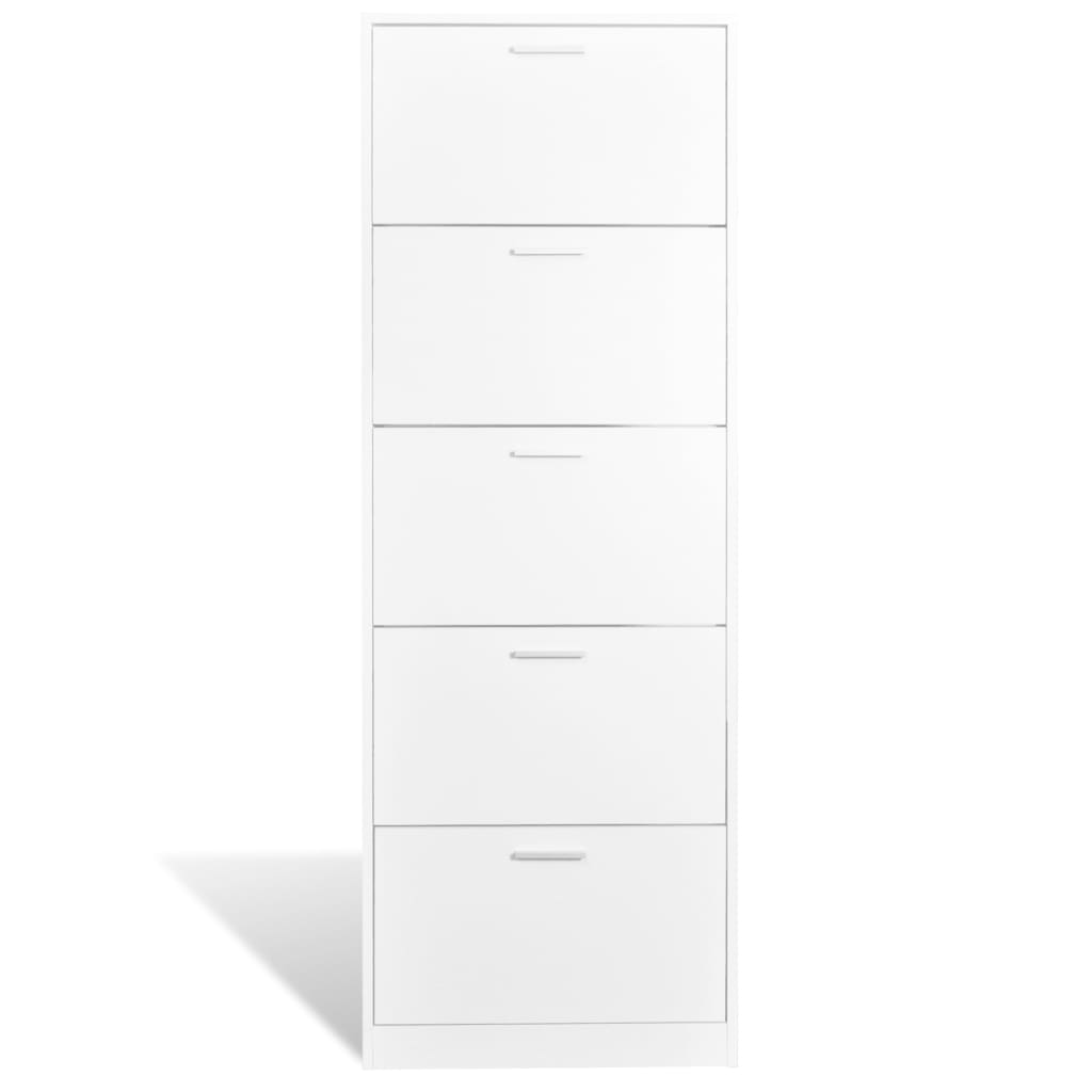 8718475885559_g_en_hd_2 White Wooden Shoe Cabinet with 5 Compartments - Image 4