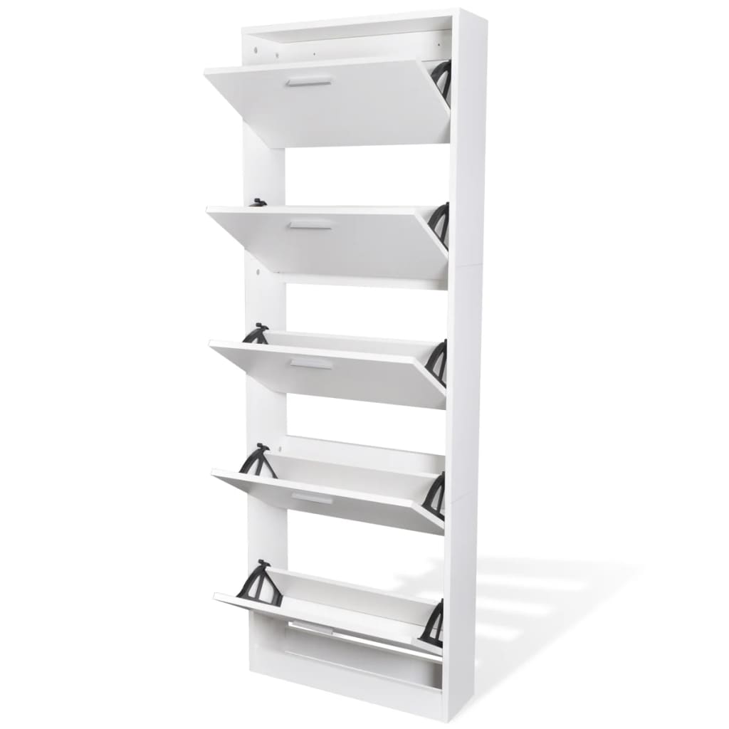 8718475885559_g_en_hd_3 White Wooden Shoe Cabinet with 5 Compartments - Image 5