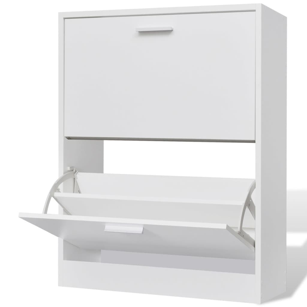 8718475885573_a_en_hd_1 vidaXL Shoe Cabinet with 2 Compartments Wooden White - Image 1