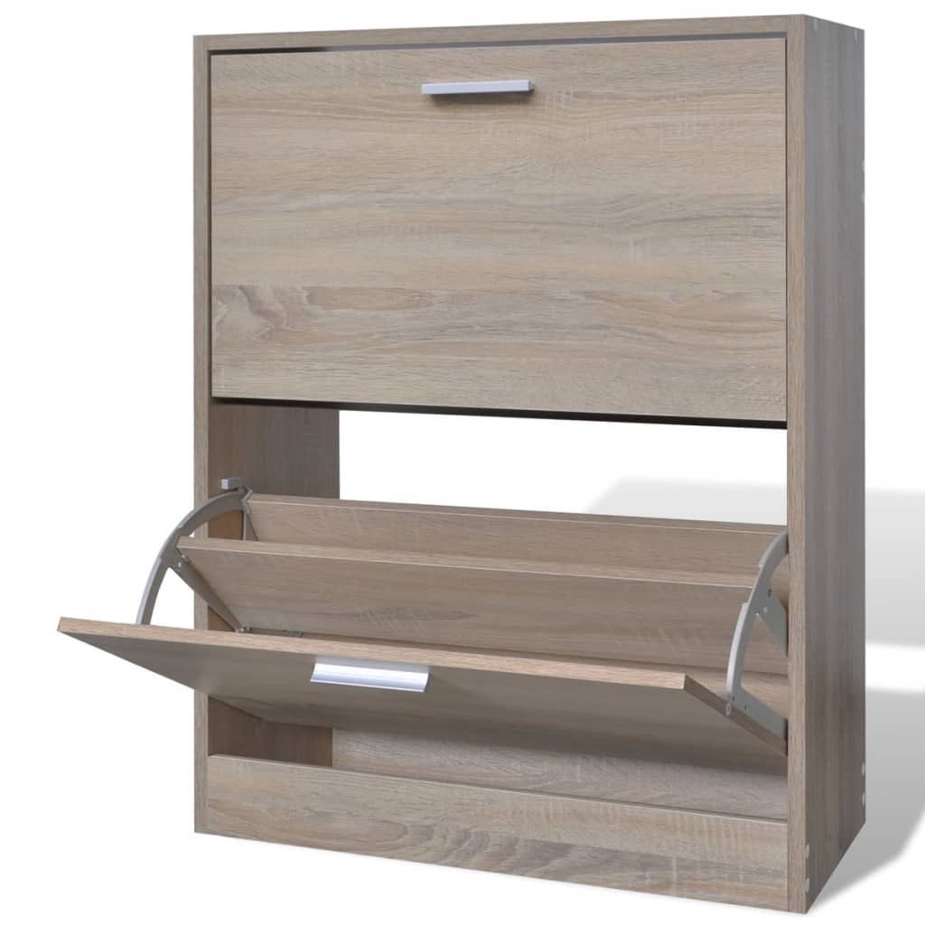 8718475885580_a_en_hd_1 Oak Look Wooden Shoe Cabinet with 2 Compartments - Image 1