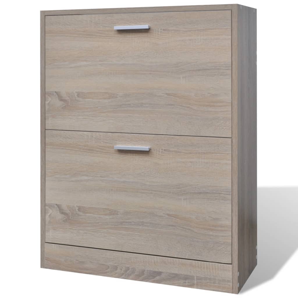 8718475885580_g_en_hd_1 Oak Look Wooden Shoe Cabinet with 2 Compartments - Image 2