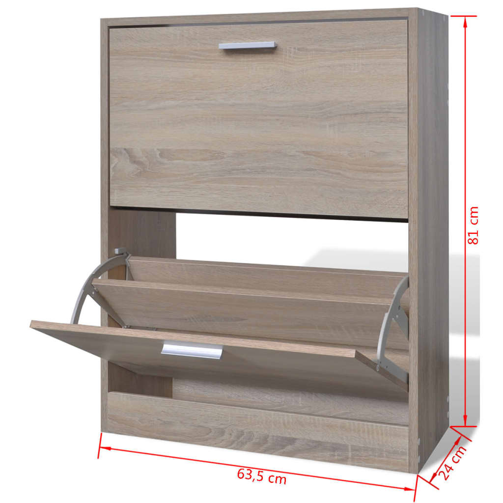 8718475885580_g_en_hd_5 Oak Look Wooden Shoe Cabinet with 2 Compartments - Image 7