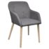 vidaXL Dining Chairs 4 pcs Light Grey Fabric and Solid Oak Wood - Image 2