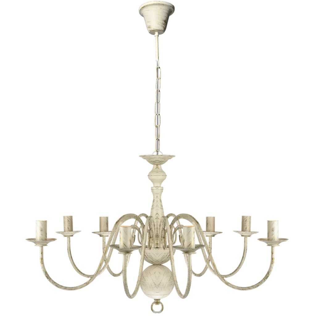 8718475891390_a_en_hd_1 vidaXL Antique White Metal Chandelier 8 x E14 Bulbs - Image 2
