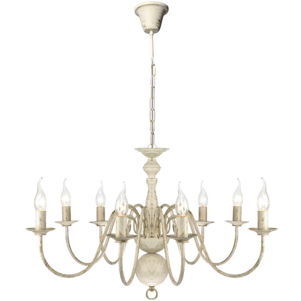 8718475891390_m_en_hd_1 vidaXL Antique White Metal Chandelier 8 x E14 Bulbs - Image 1