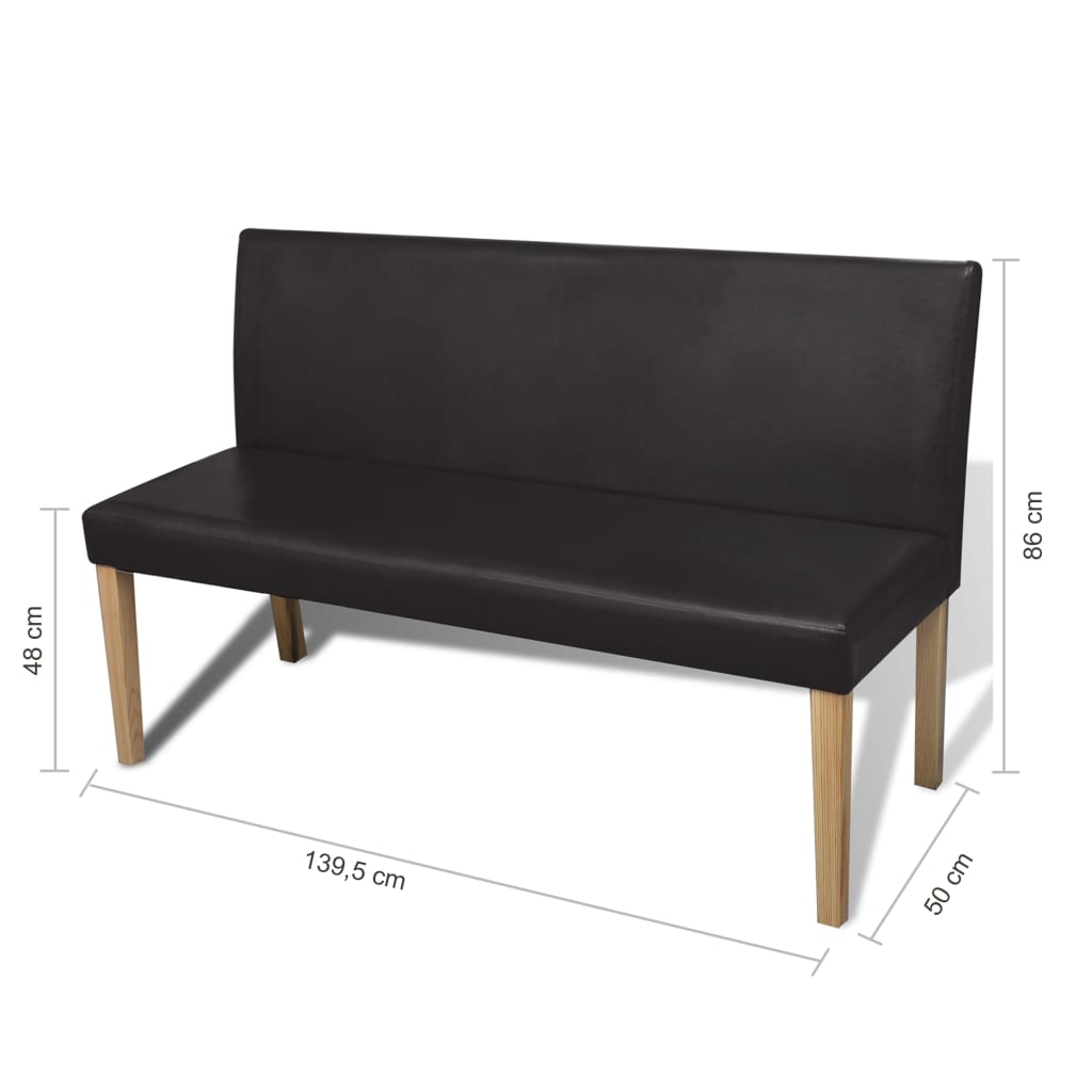8718475899259_g_en_hd_4 vidaXL Bench 139.5 cm Dark Brown Faux Leather - Image 6