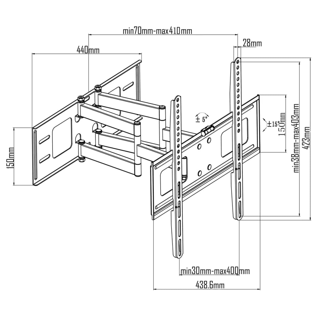 8718475900962_g_en_hd_5 vidaXL Double-armed Tilt Swivel Wall TV Bracket 3D 400x400mm 32"-55" - Image 6