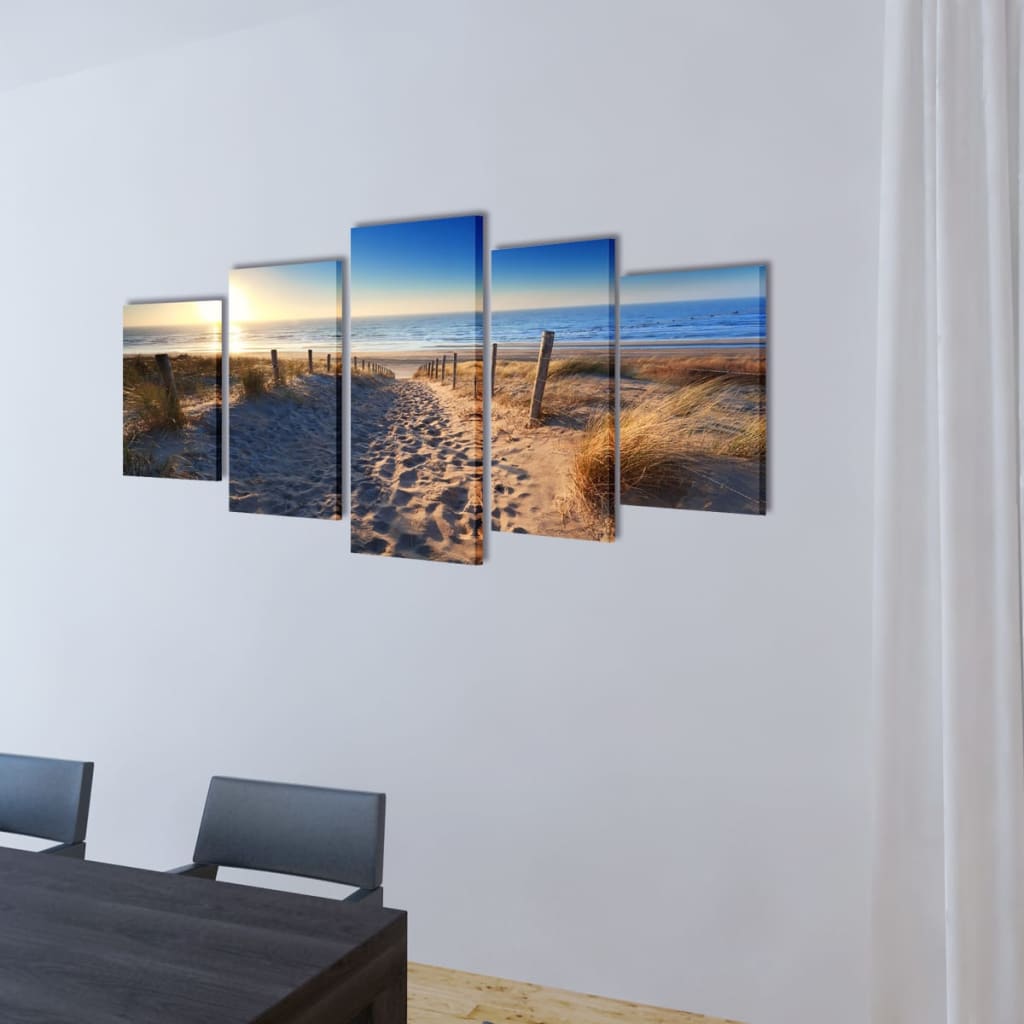 8718475903130_g_en_hd_1 vidaXL Canvas Wall Print Set Sand Beach 200 x 100 cm - Image 2