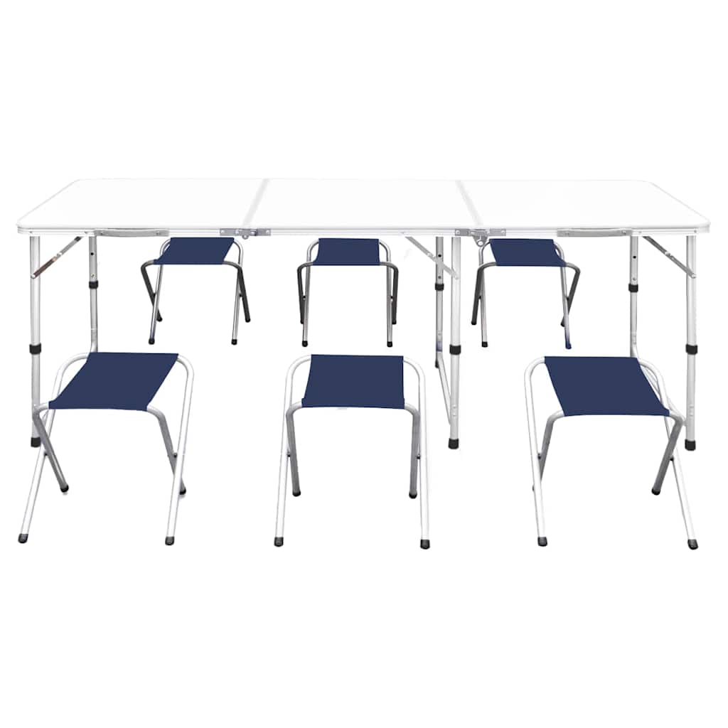 8718475908388_g_en_hd_1 vidaXL Foldable Camping Table Set with 6 Stools Height Adjustable 180 x 60 cm - Image 2