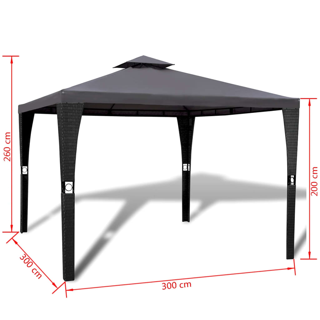 8718475908647_g_en_hd_6 vidaXL Poly Rattan Gazebo with Dark Grey Roof 3 x 3 m - Image 7