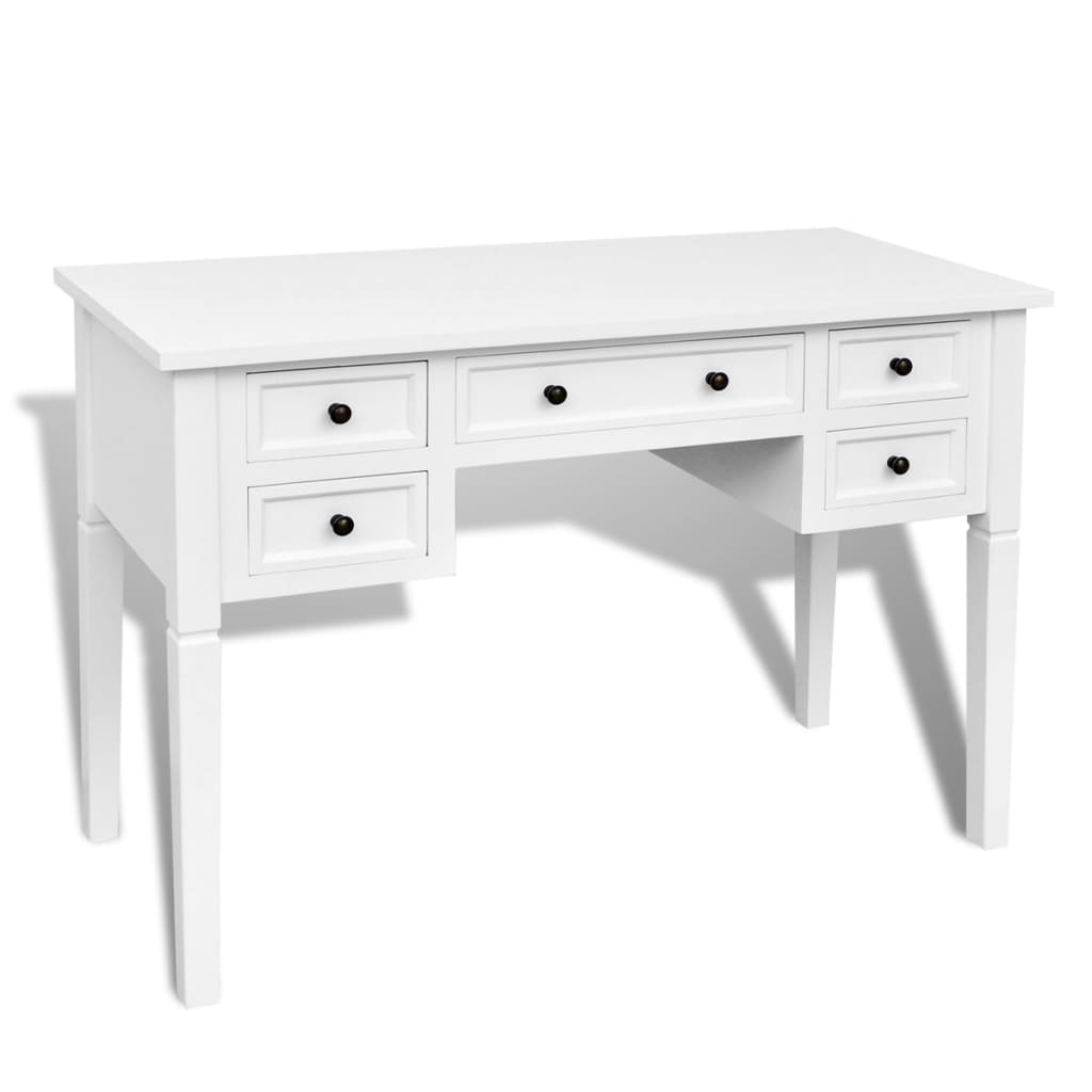 8718475909293_a_en_hd_1 White Writing Desk with 5 Drawers - Image 2