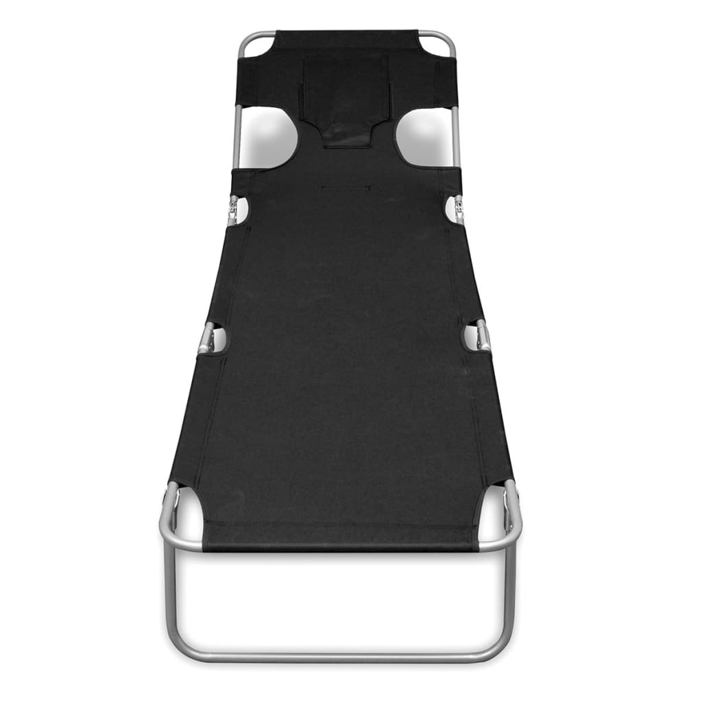 8718475910466_g_en_hd_1 vidaXL Folding Sun Lounger with Head Cushion Powder-coated Steel Black - Image 2