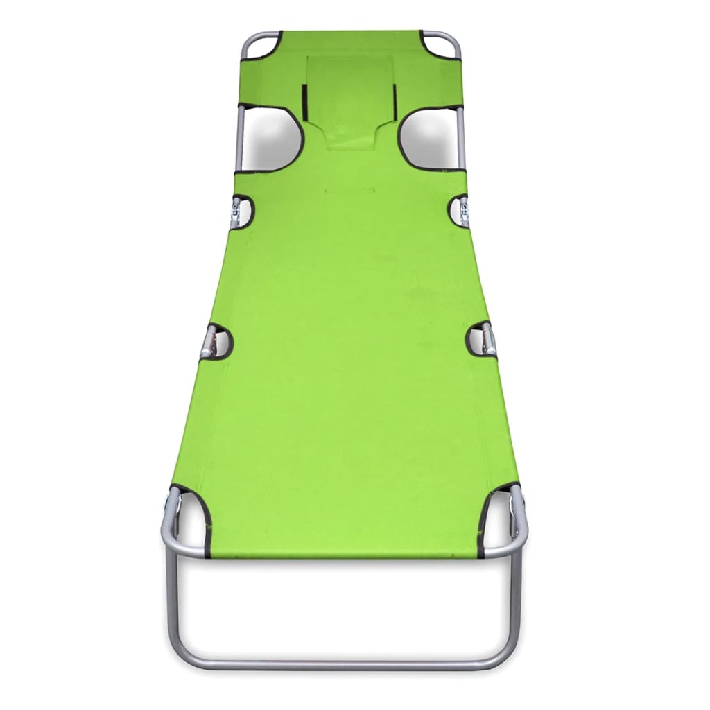 8718475910480_g_en_hd_1 vidaXL Folding Sun Lounger with Head Cushion Powder-coated Steel Green - Image 2
