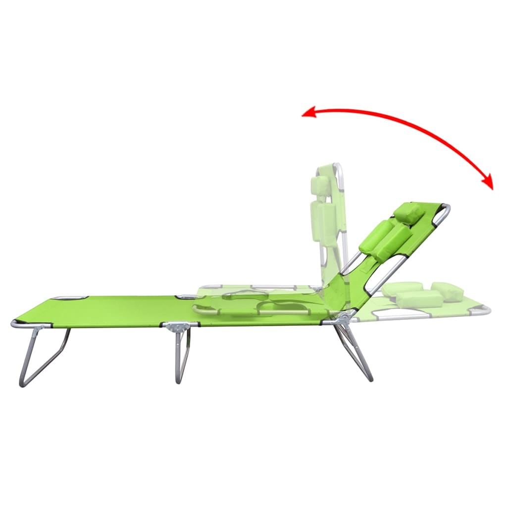 8718475910480_g_en_hd_2 vidaXL Folding Sun Lounger with Head Cushion Powder-coated Steel Green - Image 3