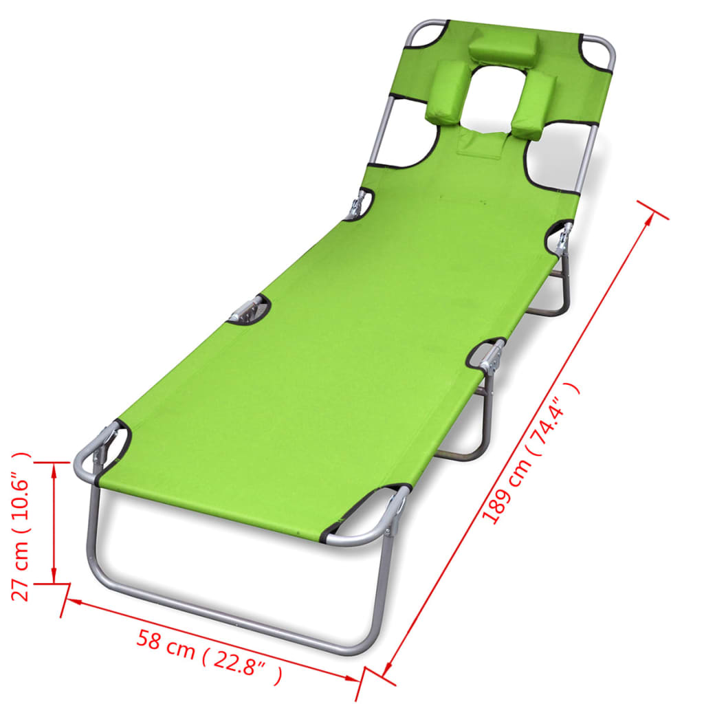 8718475910480_g_en_hd_6 vidaXL Folding Sun Lounger with Head Cushion Powder-coated Steel Green - Image 7