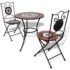 vidaXL 3 Piece Bistro Set Ceramic Tile Terracotta and White