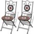 vidaXL 3 Piece Bistro Set Ceramic Tile Terracotta and White - Image 9