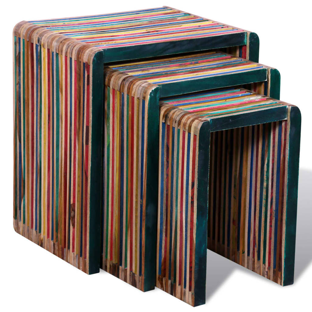 8718475931270_g_en_hd_2 vidaXL Nesting Table Set 3 Pieces Colourful Reclaimed Teak - Image 3
